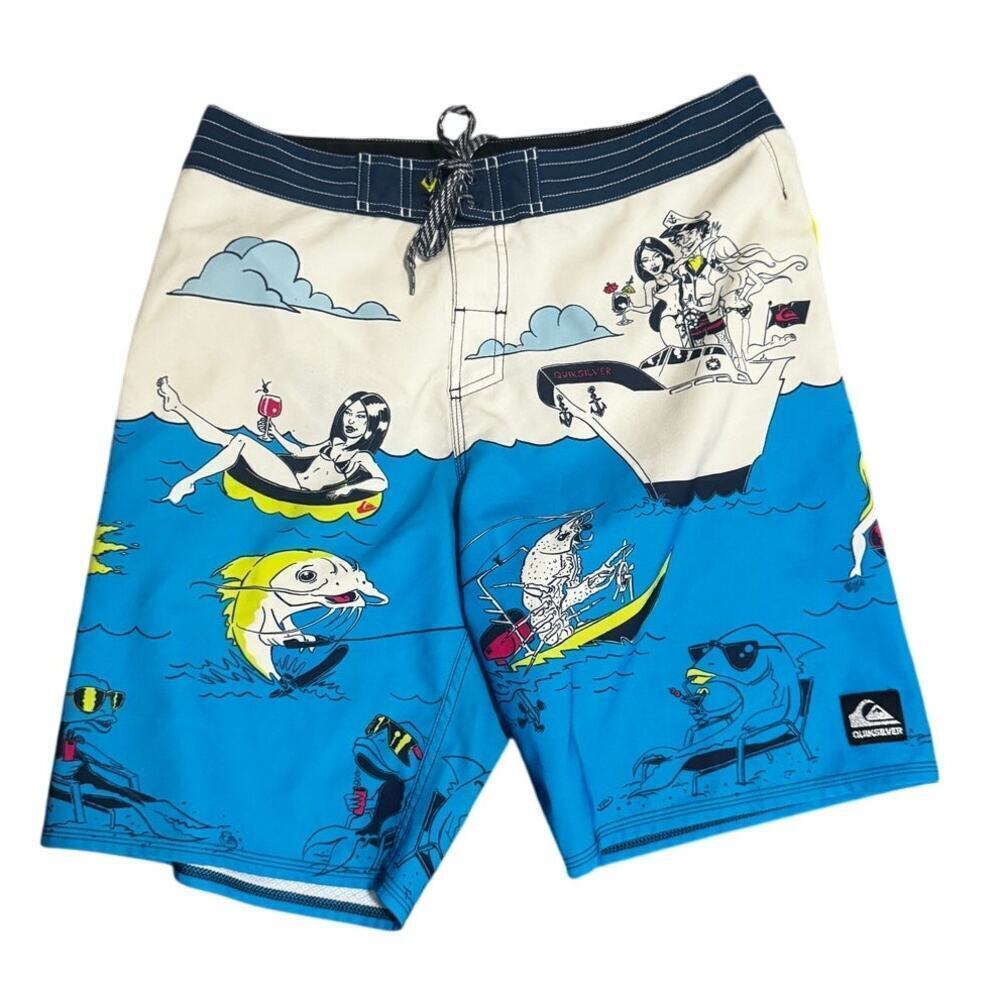Quiksilver Artist Series Unique Board Shorts Swim Trunks Size 32